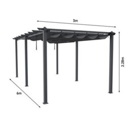 Breeins Aluminium Pergola Gazebo With Retractable Canopy Sun Shade Shelter For Backyard, 6 X 3M - thumbnail 7