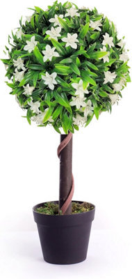 Best Artificial 2Ft / 60Cm White Lily Ball Tree Plant Garden Office Conservatory Tropical Indoor Outdoor - image 1