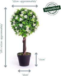 Best Artificial 2Ft / 60Cm White Lily Ball Tree Plant Garden Office Conservatory Tropical Indoor Outdoor - thumbnail 2