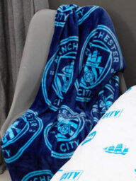 Manchester City Fc Crest Soft Fleece Blanket, Throw Blue - thumbnail 2