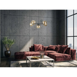 Luminosa Lighting Luminosa Kaliope Multi Arm Pendant Ceiling Light Black Amber Glass Shade 6X E27 - thumbnail 2