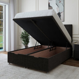Bedmaster Charcoal Linen Ottoman Divan Base And Plain Headboard Small Double - thumbnail 3