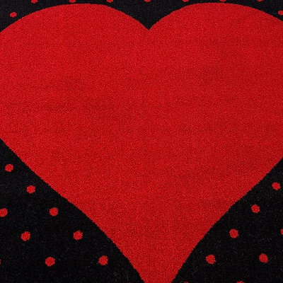 Bravich Red & Black Heart Kids Circle Rug - Bambi - 120Cm - image 1