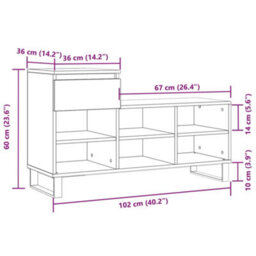 Vidaxl Shoe Cabinet Grey Sonoma 102X36X60 Cm Engineered Wood - thumbnail 3