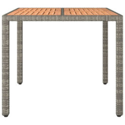 Walplus Garden Table With Wooden Top Grey Poly Rattan&solid Wood Acacia - thumbnail 3