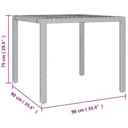 Walplus Garden Table With Wooden Top Grey Poly Rattan&solid Wood Acacia - thumbnail 6