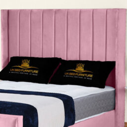 UKBEDFURNITURE Empire Wingback Pink Plush Valvet Upholstered Gas Lift Ottoman Storage Bed -  With 48 Inch Headboard - thumbnail 2