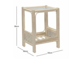 Desser Chelsea Lamp Table With Glass Top - Natural Rattan - thumbnail 4