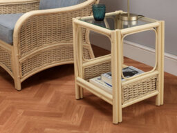 Desser Chelsea Lamp Table With Glass Top - Natural Rattan - thumbnail 2