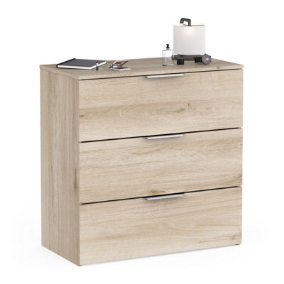 FurniComp LTD Furnicomp Chicago 3 Drawer 80Cm Chest Of Drawers - Kronberg Oak - image 1