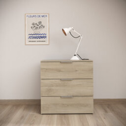 FurniComp LTD Furnicomp Chicago 3 Drawer 80Cm Chest Of Drawers - Kronberg Oak - thumbnail 7