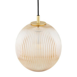Luminosa Lighting Luminosa Paloma 25Cm Globe Pendant Ceiling Light Honey Lister (Fluted), Brushed Brass - thumbnail 4