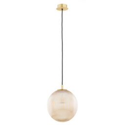 Luminosa Lighting Luminosa Paloma 25Cm Globe Pendant Ceiling Light Honey Lister (Fluted), Brushed Brass - thumbnail 2