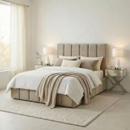 Furniturebox Trifle Taupe Velvet Ottoman Double Bed Frame - Double Ottoman Storage Bed - Ottoman Bed With Storage - Double Bed