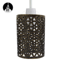 Brushed Brass Metal Bulb Guard Drum Shaped Lamp Shades For Ceiling Pendant Lights Indoor Easy Fit Wire Cages (Brushed Brass)