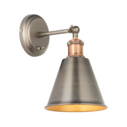 Wall Light Aged Pewter & Aged Copper Plate 10W Led E27 Living Room E10179 - thumbnail 3