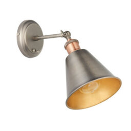 Wall Light Aged Pewter & Aged Copper Plate 10W Led E27 Living Room E10179 - thumbnail 4