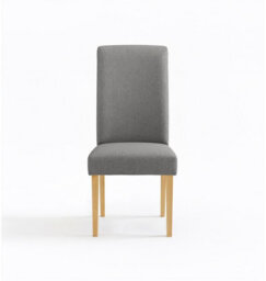 Hallowood Furniture Hereford Oak Small Dining Table With 2 Roll Top Linen Fabric Chairs (Grey) - thumbnail 5