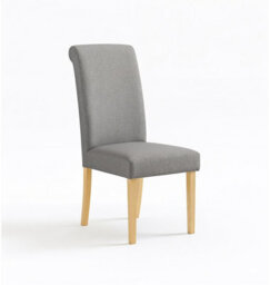 Hallowood Furniture Hereford Oak Small Dining Table With 2 Roll Top Linen Fabric Chairs (Grey) - thumbnail 6
