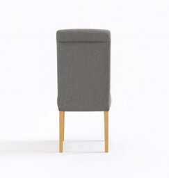 Hallowood Furniture Hereford Oak Small Dining Table With 2 Roll Top Linen Fabric Chairs (Grey) - thumbnail 9