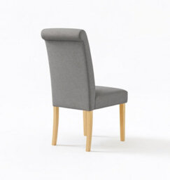 Hallowood Furniture Hereford Oak Small Dining Table With 2 Roll Top Linen Fabric Chairs (Grey) - thumbnail 8