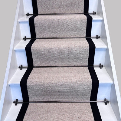 RainbowHome Keswick Cream Fleck Weave Stair Runner With 100% Cotton Black Border 65 650 - image 1
