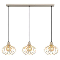 Luminosa Lighting Luminosa Mateo Bar Pendant Ceiling Light Creme Coloured Matt 3X E27 - thumbnail 3