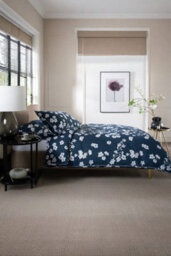 The Lyndon Company Petite Fleure Cotton Navy Duvet Cover Set Blossom Floral Print Bedding With Elegant Piped Finish - thumbnail 2