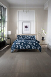 The Lyndon Company Petite Fleure Cotton Navy Duvet Cover Set Blossom Floral Print Bedding With Elegant Piped Finish - thumbnail 1