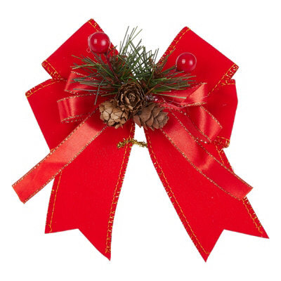 Living And Home 6-Pack  Red Velvet Christmas Tree Tree Top Decoration Pendant Bow - image 1