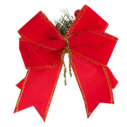 Living And Home 6-Pack  Red Velvet Christmas Tree Tree Top Decoration Pendant Bow - thumbnail 5