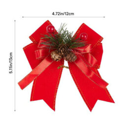 Living And Home 6-Pack  Red Velvet Christmas Tree Tree Top Decoration Pendant Bow - thumbnail 6
