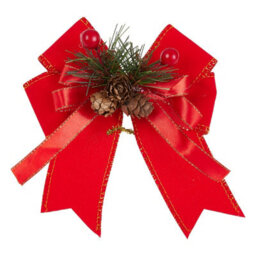 Living And Home 6-Pack  Red Velvet Christmas Tree Tree Top Decoration Pendant Bow