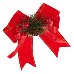 Living And Home 6-Pack  Red Velvet Christmas Tree Tree Top Decoration Pendant Bow - thumbnail 4