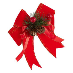 Living And Home 6-Pack  Red Velvet Christmas Tree Tree Top Decoration Pendant Bow - thumbnail 2