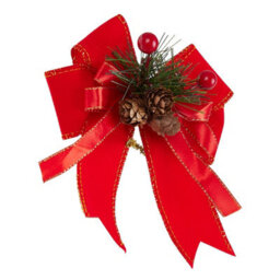 Living And Home 6-Pack  Red Velvet Christmas Tree Tree Top Decoration Pendant Bow - thumbnail 3