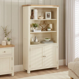 The Furniture Market Marbury Cream Tall Wide Bookcase - thumbnail 1