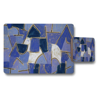 Benjamin Tate Design Blue Abstract Geometric Placemats And Coasters Set - image 1
