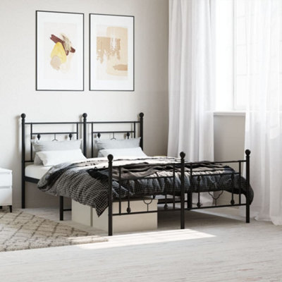 Berkfield Metal Bed Frame Without Mattress With Footboard Black 135X190Cm - image 1