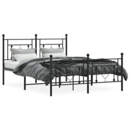 Berkfield Metal Bed Frame Without Mattress With Footboard Black 135X190Cm - thumbnail 3