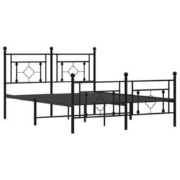 Berkfield Metal Bed Frame Without Mattress With Footboard Black 135X190Cm - thumbnail 4