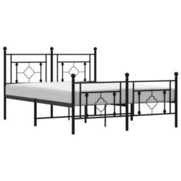 Berkfield Metal Bed Frame Without Mattress With Footboard Black 135X190Cm - thumbnail 2