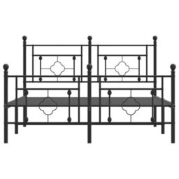 Berkfield Metal Bed Frame Without Mattress With Footboard Black 135X190Cm - thumbnail 5