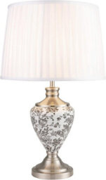 Lighting Supermarket Hepburn Large Ceramic Table Lamp Ivory Pleated Shade Black Print Silver 58Cm - thumbnail 3