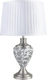 Lighting Supermarket Hepburn Large Ceramic Table Lamp Ivory Pleated Shade Black Print Silver 58Cm - thumbnail 2