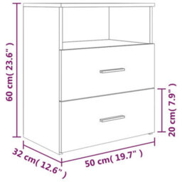 Berkfield Bed Cabinets 2 Pcs Smoked Oak 50X32X60 Cm - thumbnail 9