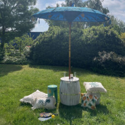 Serenityy Bali Patio Parasol - 2M Turquoise Cotton Canopy, Handcrafted Indonesian Parasol - thumbnail 4