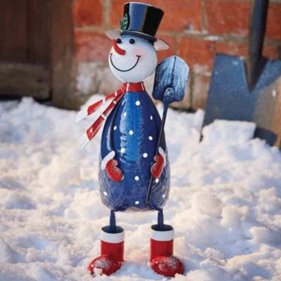 Samuel Alexander 44Cm Hand Painted Metal Christmas Polka Dot Frosty Snowman Decoration - image 1