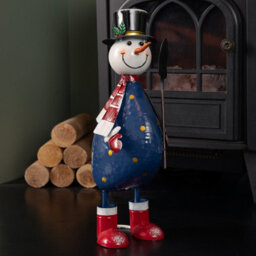 Samuel Alexander 44Cm Hand Painted Metal Christmas Polka Dot Frosty Snowman Decoration - thumbnail 6