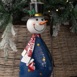 Samuel Alexander 44Cm Hand Painted Metal Christmas Polka Dot Frosty Snowman Decoration - thumbnail 7